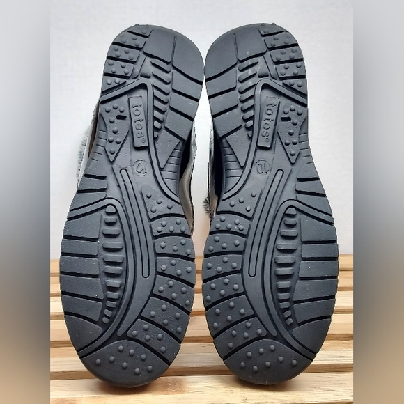 TOTES Womens | White & Black | Esther Pull On Winter Boots Size 10M - Picture 4 of 10